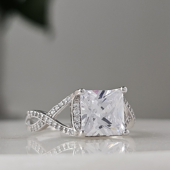 Princess Cut gemstone ring, 925 Sterling Silver - Picture 2 of 7